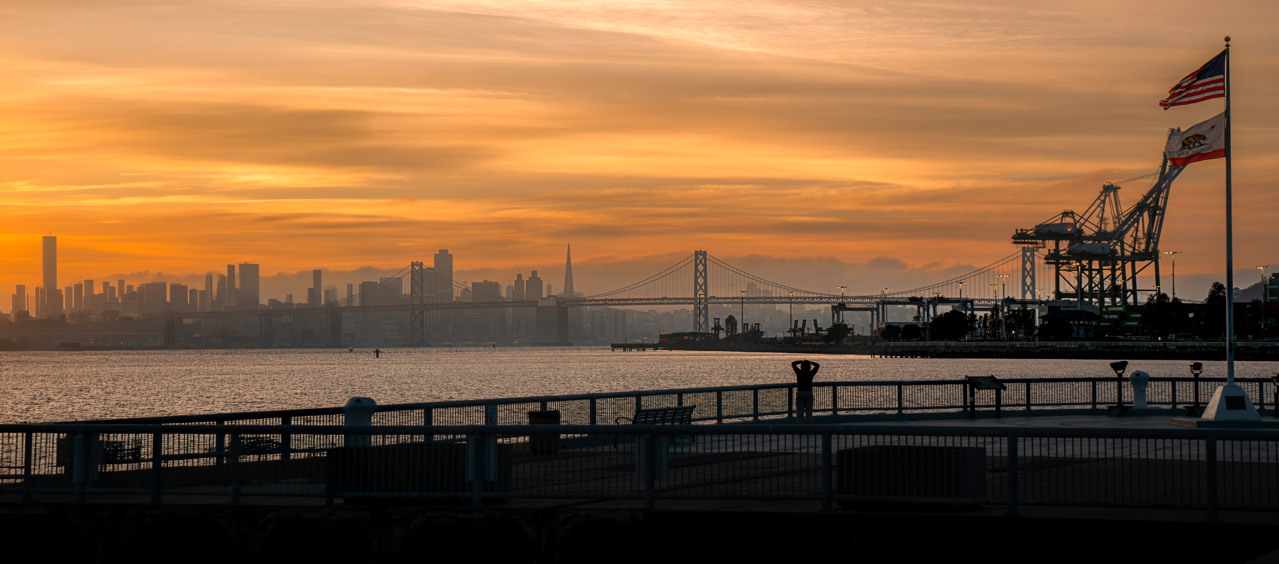 Bay Bridge skyline at sunset